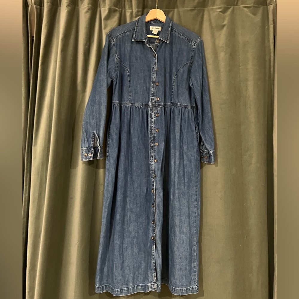 Denim long sleeve button down dress | L. L. Bean